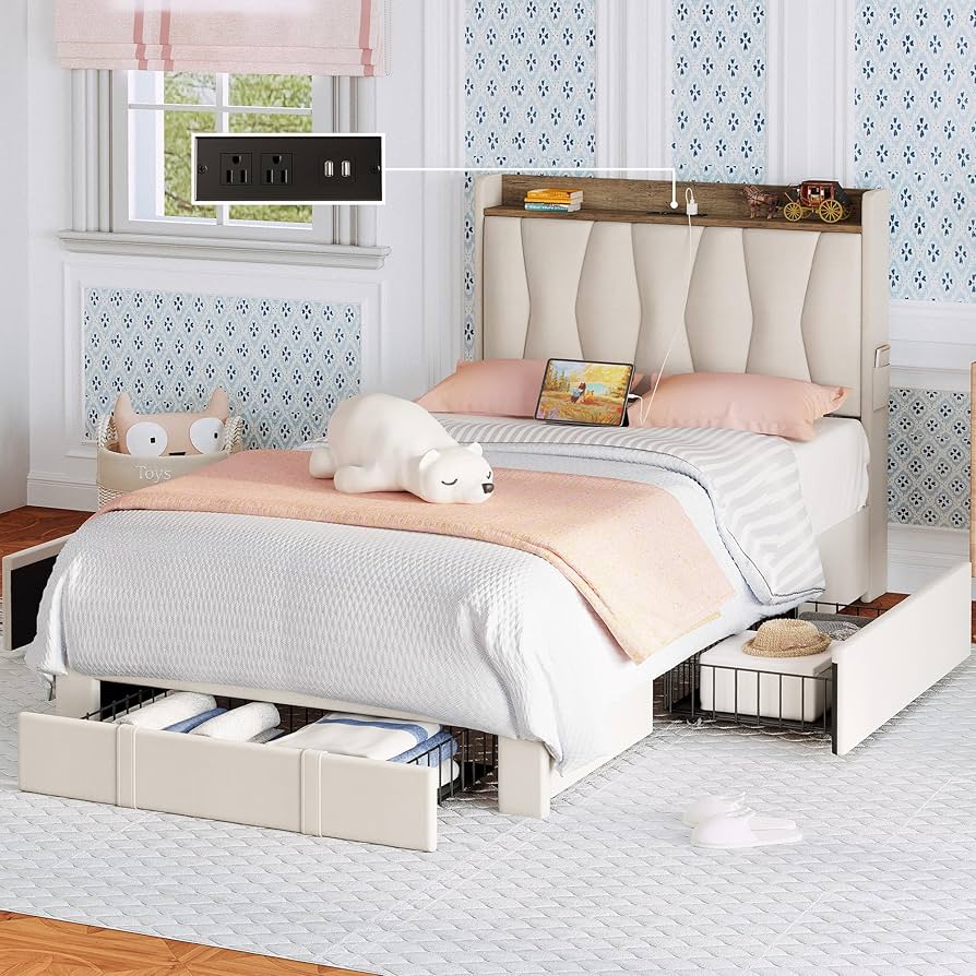 Amazon.com: ANCTOR Twin Bed Frame with 3 Drawers